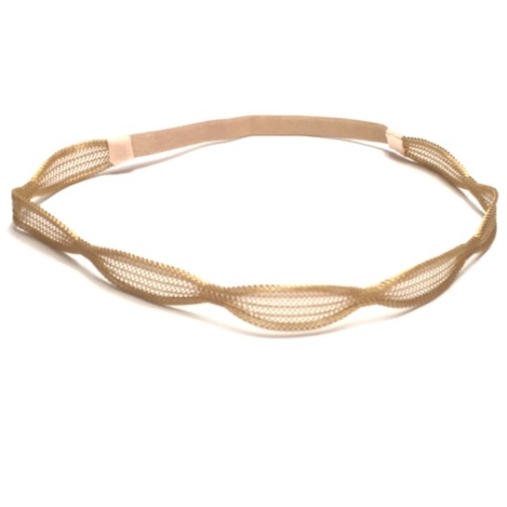 Gold Tone Metal Mesh Elastic Hair / Headband - Picture 3 of 7